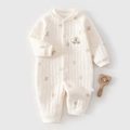Barboteuse matelassée beige pour bébé avec imprimés animaux et broderie girafe mignonne - Taille 59 / Imprimé Petit Dinosaure