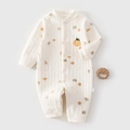 Barboteuse matelassée en coton pour bébé avec imprimés et broderie de citrouille mignonne - Taille 59 / Imprimé Jardin de Citrouilles