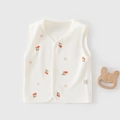 Gilet en coton pour bébé blanc ivoire à motif cerises avec boutons-pression - 66 / Imprimé Cerise