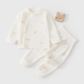 Pyjama bébé en coton avec pantalon taille haute et motif floral lapin orange - Taille 66 / Imprimé Lapin Carotte