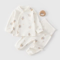 Ensemble pyjama thermique bébé en coton beige avec motif Trojan Bear et taille haute - Taille 66 / Imprimé Ours