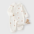 Cotton baby bodysuit in cream with red cherry print and side snap closures - Size 59 / Side Opening Hawthorn