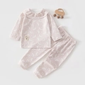 Pyjama rose en coton pour bébé fille avec imprimé lune et fleurs et col à volants - Taille 73 / Fille Douce Rose
