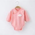 Pink long sleeve cotton baby bodysuit with cloud patch for newborn infants - 52 / Cloud Pink