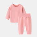 Rosa Thermo-Unterwäsche-Set für Babys mit hoher Taillenhose und weichem Langarm-Oberteil - Rosa Deutscher Samt Hohe Taille Set / Größe 66