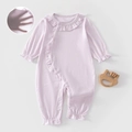 Barboteuse bébé lavande à manches longues respirante avec détails volantés - Taille 59 / Violet (Volants Violets Manches Longues)