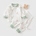 Baby Schlafanzug Set aus reiner Baumwolle mit Panda Muster und hohem Bund Bauchschutz - Ballon Panda / Größe 59