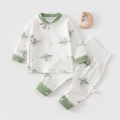 Baby Schlafanzug-Set aus Bio-Baumwolle mit grünen Bündchen und Panda-Prints - Bambus Panda / Größe 59