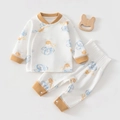 Baby Baumwoll-Set mit Heißluftballon-Muster und elastischem High-Waist Bauchschutz - Himmelsballon / Größe 59