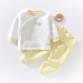 Gesteppte Baby-Thermokleidung-Set in Weiß und Gelb mit strukturierter Wabenoptik - Gelb Warm Hohe Taille Stil / Größe 59