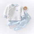 Gestepptes Thermo-Unterwäsche-Set für Babys in Hellblau und Weiß mit hoher Taille - Blau Warm Hohe Taille Stil / Größe 59