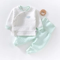 Wattiertes Baby-Thermoset in Minzgrün und Creme mit hoher Taille Schutzhose - Grün Warm Hohe Taille Stil / Größe 59