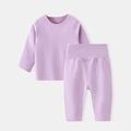 Hellviolettes Thermo-Unterwäsche-Set für Kleinkinder mit schützender hoher Taille - Lila Deutscher Samt Hohe Taille Set / Größe 66