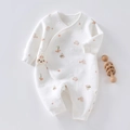 Infant waffle cotton jumpsuit with bunny and floral print in off-white color - 66 / White Rabbit