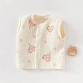 Gilet imbottito neonato color crema con pois rosa e motivi a cuore eleganti - Taglia 73 / Gilet Palloncino Cuore