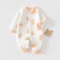 Soft cotton baby romper with orange polka dots and secure snap buttons - 73 Size / Yellow Dots Warm Romper