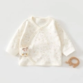Close-up of baby kimono wrap top with floral print and cute 3D bunny patch detail - 52cm / Flower Rabbit (Off-White)