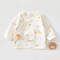 Detail of newborn cotton kimono top with cute Chinese zodiac snake and fortune pouch prints - 52cm / Lucky Snake (Off-White)