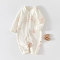 Tutina neonato in cotone bianco sporco con stampa ciliegia e anguria rosa - Pagliaccetto Floreale di Anguria (Pagliaccetto Floreale di Anguria Primavera/Autunno) / Taglia 73