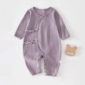 Body neonato a maniche lunghe lavanda in maglia traforata con fiocco e lacci laterali - 52cm / Viola