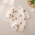 Newborn quilted cotton romper in beige featuring cute bear prints and warm thermal lining - 66 / Beige Plush Bear