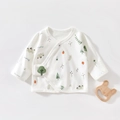 Maglia neonato bianca a maniche lunghe con stampa foresta e ricamo ad albero - 52cm / Foresta di Alberi