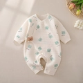 Quilted baby romper with bear prints in off-white cotton for autumn and winter - 66 / Beige Piggy Head