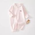 Tutina neonato rosa in cotone a maniche lunghe con mela ricamata e bottoni a pressione - Taglia 59 / Ricamo Mela Rosa Chiaro