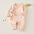 Pink quilted cotton infant romper featuring white wing details and side snap closure - 66 / Pink Angel Wings