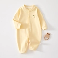 Tutina per neonato in cotone giallo con ricamo a limone e bottoni a pressione - Taglia 59 / Ricamo Limone Giallo Chiaro
