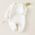 Newborn quilted white long sleeve bodysuit with heart texture and wing detail - 66 / White Angel Wings