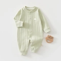 Tutina neonato verde chiaro in morbido cotone a coste con toppa nuvola bianca e maniche lunghe - Verde Chiaro / Taglia 59