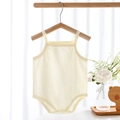 Atmungsaktiver Baby-Body aus Baumwolle in Hellbeige mit Netzstoff für den Sommer - Größe 59 / Hellgelb