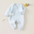 Light blue quilted cotton newborn bodysuit with 3D wing detail and snap closures - 66 / Blue Angel Wings