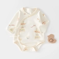 Beige cotton infant bodysuit featuring merry-go-round prints and side-tie closure - Bear Paradise / 73 Size