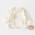 Cotton newborn baby kimono top with colorful circus print and yellow rib trim - 52cm / Carnival