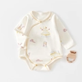 Long-sleeve cotton baby bodysuit with circus print and yellow piping for newborns - Carnival / 73 Size