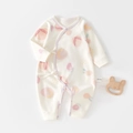 Pasgeboren baby romper van katoen met roze perzikprint in crème kleur - Maat 66 / Heerlijk Fruit