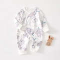 Infant cotton bodysuit featuring soft purple floral and bear prints with side ties - 52 / Purple Grape Print