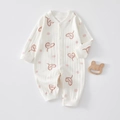 White cotton baby romper with pink polka dots and brown heart happy pattern design - 59 / Heart Balloon