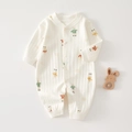 Detail of baby cotton romper featuring cartoon rabbit print and ribbed texture fabric - 59 / Captain Rabbit