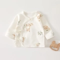Detail of baby kimono top with bunny prints and side tie closure in soft organic cotton - 52cm / Jungle Fox (Size 52)