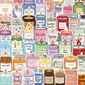 Detailed view of waterproof scented candle stickers with vintage hand-drawn labels - Healing Candle Series (YCK164)