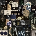 Adesivi celesti vintage con fasi lunari e disegni di pianeti astronomici retrò - 50 fogli/confezione