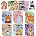Detail showing 8 cartoon animal stickers with DIY facial expressions for creative play - 8 Sheets Set