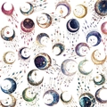 Detailed view of dreamy galaxy PET stickers with moon, stars, and celestial patterns - Starry Moon