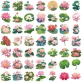 Lot de 50 autocollants de lotus rose pour décoration d'ordinateur et bagages - Thème Lotus