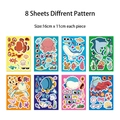 Set van 8 kleurrijke zeedierstickers voor kinderen met creatieve gezichtswisselende puzzels - Set van 8