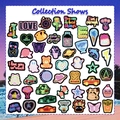 Collezione dettagliata di vivaci adesivi neon con motivi di animali carini e cibo - Stile Cartone Animato Neon