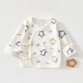 Cotton newborn kimono top with blue penguin print and side-tie closure for babies - 52cm / Blue Penguin (Size 52)